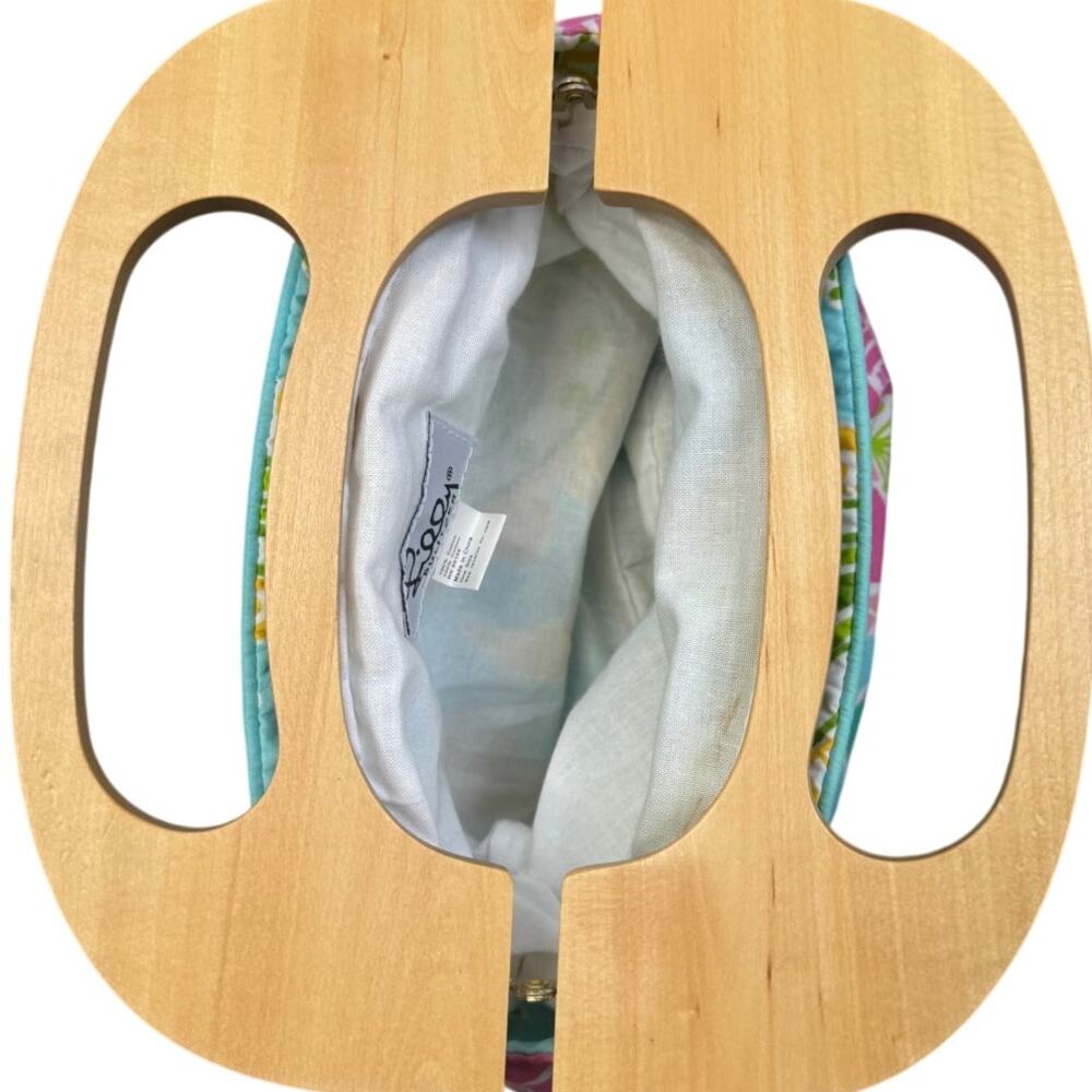 2 in 1 Vintage Lilly Pulitzer Reversible Bermuda Bag Wood Handle Purse - Picture 15 of 15